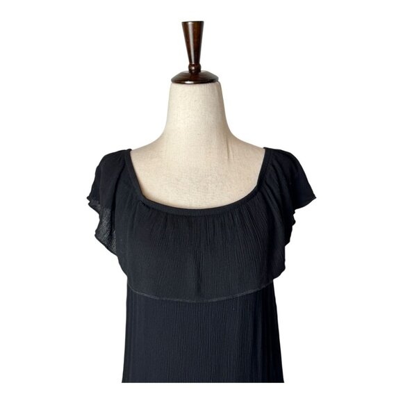 Becca Coverup Women Medium Black Off The Shoulder Flowy Mini Swim Swimwear - Picture 4 of 10